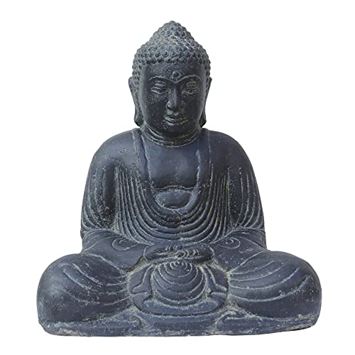 STONE art & more Buddha Figur Japan, sitzend, 41cm, Steinfigur, Steinguss, schwarz antik, Garten Deko, frostfest von STONE art & more