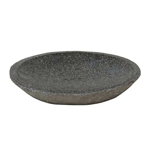 STONE art & more Exklusive Seifenschale groß Ø 15-17cm mit 3 Löcher oval Steinmetzarbeit aus Naturstein (Flussstein) von STONE art & more