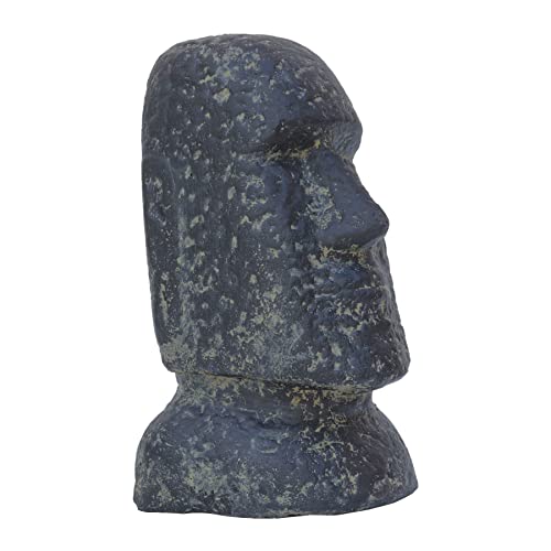 STONE art & more Gartenfigur Moai Osterinsel Kopf Statue 20cm Steinfigur Steinguss frostfest Garten Deko Figur schwarz antik von STONE art & more