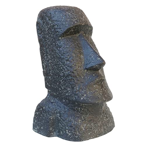 STONE art & more Moai Osterinsel Kopf Statue 40cm Steinfigur Steinguss frostfest Garten Deko Figur schwarz antik von STONE art & more