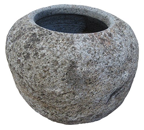 STONE art & more Pflanztopf Vase rund, 25 cm, Naturstein, Flussstein, frostfest von STONE art & more