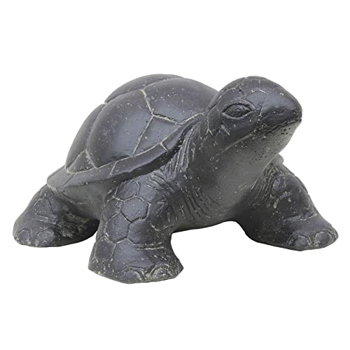 STONE art & more Schildkröte Gartenfigur 40 cm Steinfigur schwarz antik Steinguss handgefertigt frostfest von STONE art & more
