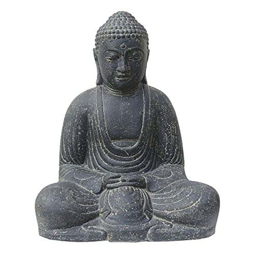 STONE art & more Sitzende Buddha Figur Japan 60cm, Steinfigur Steinguss Deko Garten Statue frostfest von STONE art & more