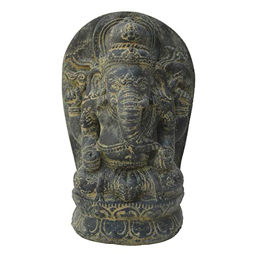 STONE art & more Sitzende Ganesha Figur Statue, 27 cm, Steinfigur, Steinguss, Garten Deko, frostfest von STONE art & more