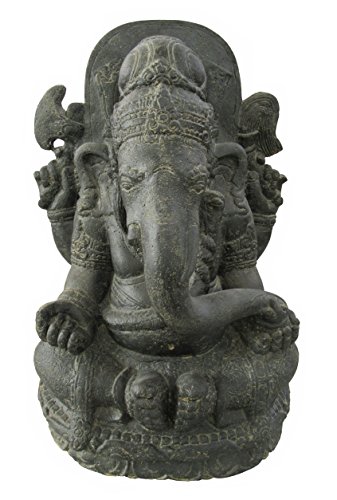 STONE art & more Sitzende Ganesha Figur Statue Javanis, 77 cm, Steinfigur, Garten Deko, Steinguss, frostfest von STONE art & more