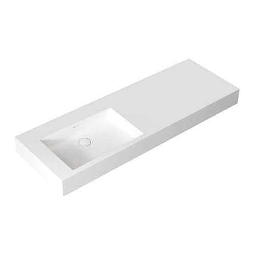 Design Waschbecken Mineralguss Waschtisch zur Wandmontage Gussmarmor Eckig Waschplatz Wandhängend ohne Armaturloch LP4514-0 140cm weiß glänzend links Design Waschbecken Mineralguss Waschtisch zur Wandmontage Gussmarmor Eckig Waschplatz Wandhängend ohne Armaturloch LP4514-0 140cm weiß glänzend links von STONEART