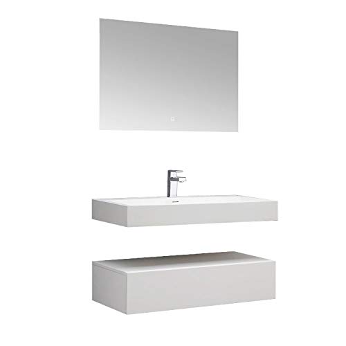 STONEART Badmöbel LP4510 SET weiß 100x48cm glänzend von STONEART