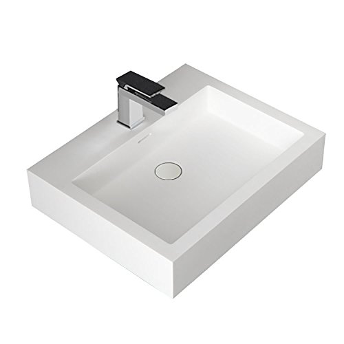 Design Waschbecken Mineralguss Waschtisch zur Wandmontage Gussmarmor Eckig Waschplatz Wandhängend LP4506 60cm weiß matt von STONEART
