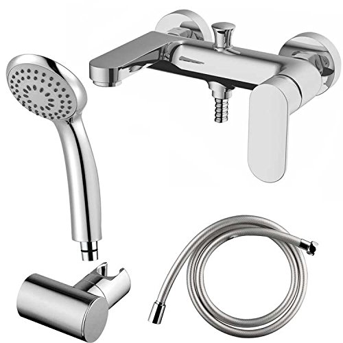 StoneArt Badewannenarmatur Wannenarmatur Wasserhahn Wandmontage Badewanne Einhebel-Bademischer mit Handbrause Bademischer mit Mischbatterie Arild 951720 chrome von STONEART