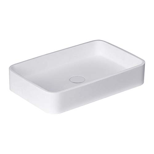 StoneArt Waschbecken Mineralguss Aufsatzwaschbecken Waschtisch Handwaschbecken Waschschale für Bad und GÄSTE WC LC111 55x35cm weiß glänzend von STONEART