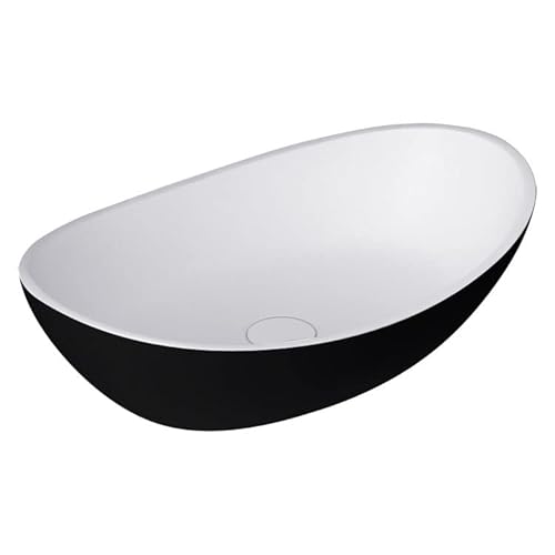 StoneArt Waschbecken Mineralguss Aufsatzwaschbecken Waschtisch Handwaschbecken Waschschale für Bad und GÄSTE WC LC149 56x35cm schwarz-weiß matt von STONEART