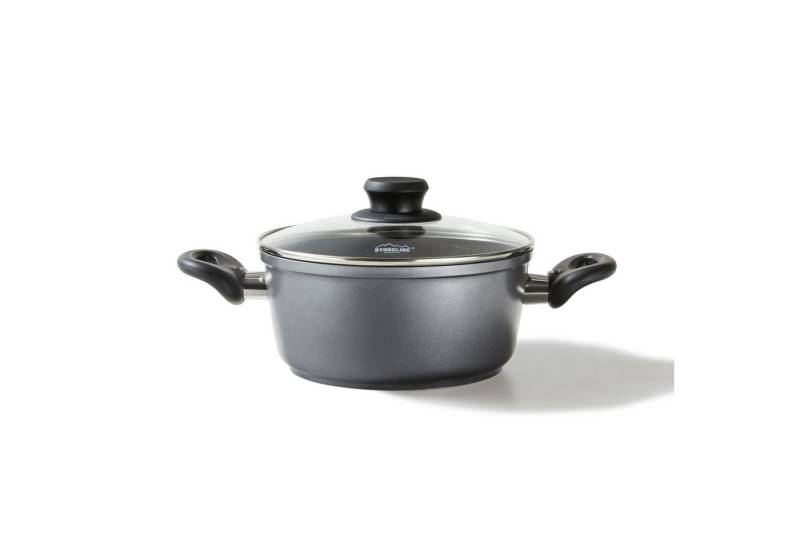 STONELINE Kochtopf, Aluminium (Set, 2-tlg., 1x Topf, 1x Deckel), mit echten Steinpartikeln, induktionsgeeignet, Made in Germany von STONELINE