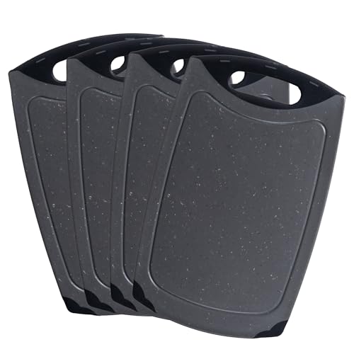 STONELINE Schneidebrett für die Küche 4-teiliges Set, ca. 26,5 x 16,5 cm, mit Saftrille und rutschfesten Griffen, BPA frei spülmaschinenfest, Klingenschonend, Frühstücksbrettchen Vesperbrettchen STONELINE Schneidebrett für die Küche 4-teiliges Set, ca. 26,5 x 16,5 cm, mit Saftrille und rutschfesten Griffen, BPA frei spülmaschinenfest, Klingenschonend, Frühstücksbrettchen Vesperbrettchen von STONELINE