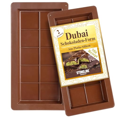 STONELINE Schokoladenform für Dubai Schokolade Selber Machen, Platin Silikon Backform Tief 25x13x2 cm Hitzebeständig BPA frei, Dubai Schokolade Form für DIY Kadayif Pistazien Schokolade Praline von STONELINE