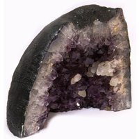 Amethyst Druse Basecut Mit Calcitkristallen, Sehr Dunkle, Violette Kristalle von STONESandSPIRIT