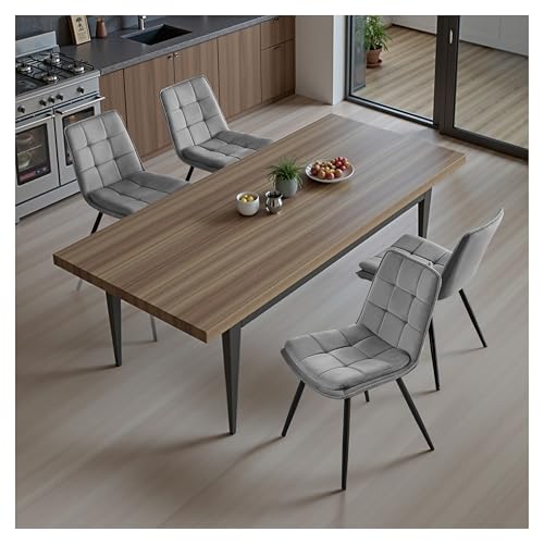 STOOLINK 4er Set Esszimmerstühle, Gepolsterter Stühle Esszimmer aus Samtstoff, Küchenstuhl mit Rückenlehne, Armloser Essstühle mit Ziersteppung, für Esszimmer, Wohnzimmerstühle - Grau von STOOLINK