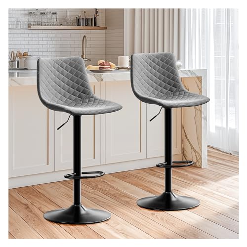 STOOLINK Barhocker Höhenverstellbar Barstuhl 2er Set, Bar Stühle mit Lehne Barstuhl 360° Drehbar Designer Tresenhocker, Barhocker mit Armlehne Belastbar 150kg Sitzhöhe Verstellbar 61-82cm-Grau von STOOLINK