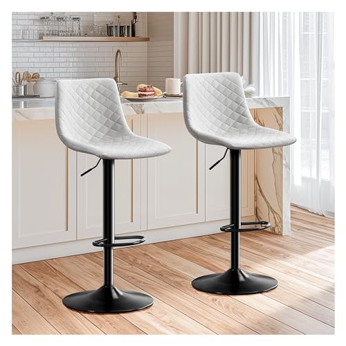 STOOLINK Barhocker Höhenverstellbar Barstuhl 2er Set, Bar Stühle mit Lehne Barstuhl 360° Drehbar Designer Tresenhocker, Barhocker mit Armlehne Belastbar 150kg Sitzhöhe Verstellbar 61-82cm-Weiß von STOOLINK