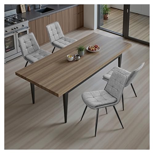 STOOLINK Esszimmerstühle 4er Set, Stühle Esszimmer aus Mikrofaser-Leder, Gepolsterter Küchenstuhl mit Rückenlehne, Armloser Essstühle mit Ziersteppung, für Esszimmer, Wohnzimmerstühle - Grau von STOOLINK