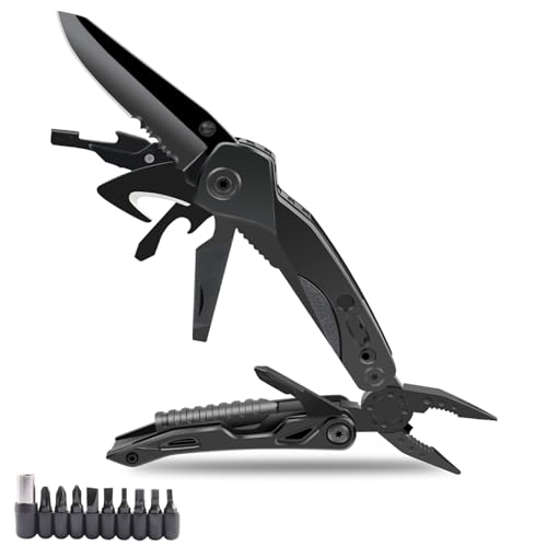 Multitool Zange, Multitool Werkzeug 21 in 1 Survival Faltbares Gadgets mit Taschenmesser und 9 Bits Multifunktionstool Zange, Geschenke für Männer Outdoor Camping Reparieren Multitools von STOOLS