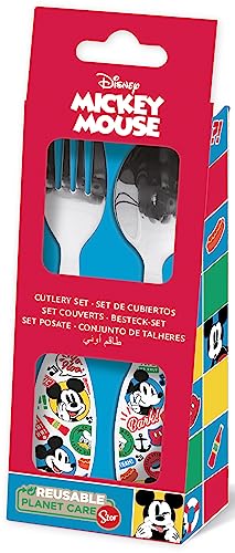 Disney Mickey Mouse Set aus 2 roten Edelstahlbestecken mit abgerundeten Spitzen für Kinder von Stor