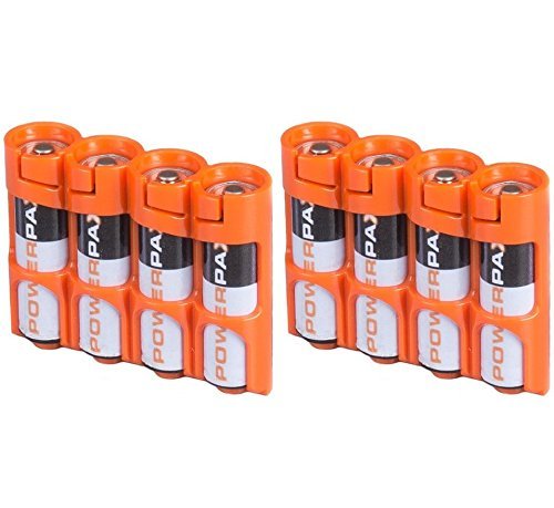 Powerpax Slim Line AA Battery Caddy, Orange X 2 Pack - Each Holds 4 AA Batteries by Storacell von HWTONG