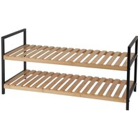 Storage Solutions - Schuhregal, 2 Ebenen, aus Bambus und Metallgestell, 70 x 30 x 32 cm von STORAGE SOLUTIONS