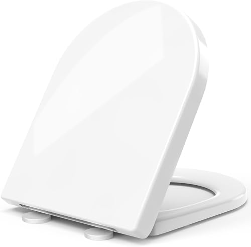 STOREMIC Toilettendeckel, WC Sitz mit Absenkautomatik, Klodeckel D-Form mit Quick Release Funktion für einfache Montage & Reinigung, Antibakteriell Klobrille aus Duroplast, Verstellbaren Scharnieren von STOREMIC
