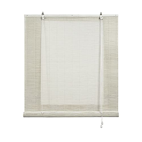 STORESDECO - Bambusrollo, Natürliches Bambusrollo, Bambusrollo Für Den Innenbereich | Weiß, 120 cm x 175 cm von STORESDECO