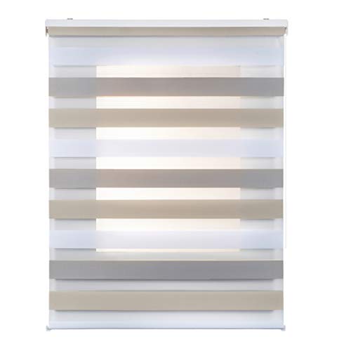 STORESDECO Doppelrollo, Duo Rollo für Fenster und Türen, Zebra Rollo Lichtdurchlässig und verdunkelnd | Dreifarbig, 100 cm x 250 cm von STORESDECO