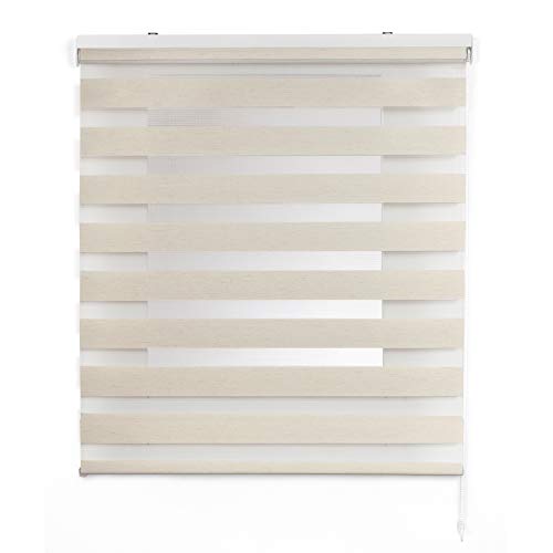 STORESDECO Doppelrollo, Duo Rollo für Fenster und Türen, Zebra Rollo Lichtdurchlässig und verdunkelnd | Leinen, 160 cm x 180 cm von STORESDECO