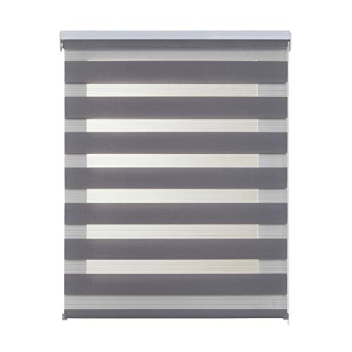 STORESDECO Doppelrollo, Duo Rollo für Fenster und Türen, Zebra Rollo Lichtdurchlässig und verdunkelnd | Silber, 100 cm x 250 cm von STORESDECO