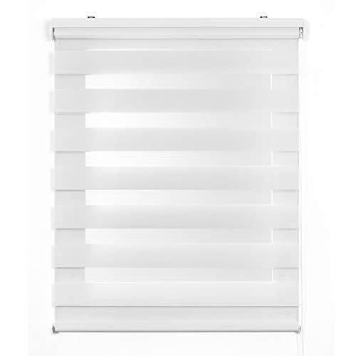 STORESDECO Doppelrollo, Duo Rollo für Fenster und Türen, Zebra Rollo Lichtdurchlässig und verdunkelnd | Weiß, 100 cm x 250 cm von STORESDECO