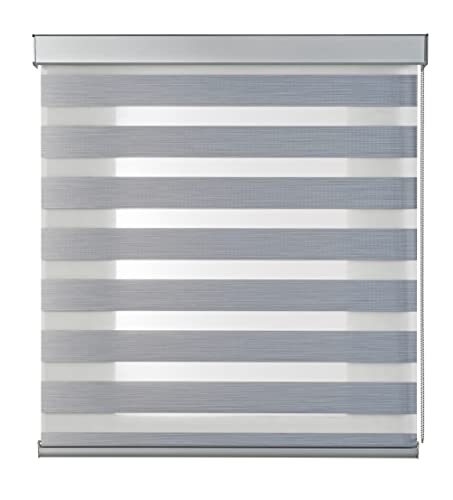 STORESDECO - Doppelrollo AluBox, Premium-Rollo Mit Hochwertigen Aluminiumoberflächen. High Design Rollo Mit Doppeltem Stoff für Fenster und Türen, Ideal für Küche, Wohnzimmer | Silber, 100 cm x 250 cm von STORESDECO