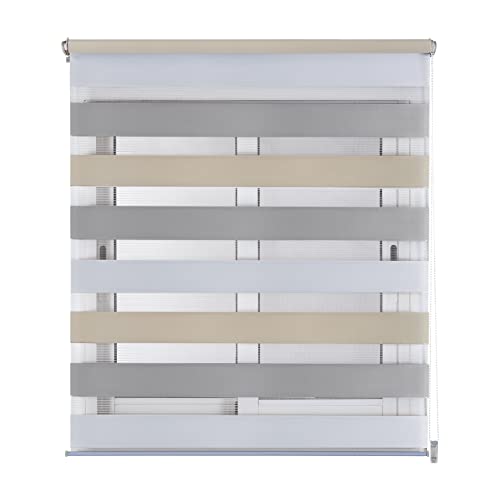 STORESDECO Doppelrollo Klemmfix ohne Bohren. Klemmrollo Einfache Montage, Zebra Rollo lichtdurchlässig und verdunkelnd, Duo Rollo ideal für Flügelfenster! | Dreifarbig, 75 cm x 180 cm von STORESDECO
