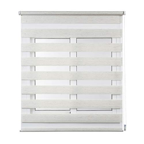 STORESDECO Doppelrollo Klemmfix ohne Bohren. Klemmrollo Einfache Montage, Zebra Rollo lichtdurchlässig und verdunkelnd, Duo Rollo ideal für Flügelfenster! | Leinen, 90cm x 180 cm von STORESDECO