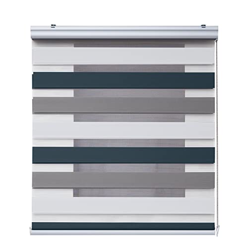 STORESDECO Doppelrollo Plus, Duo Rollo für Fenster und Türen, Zebra Rollo Premium-Finish mit Kassette, Lichtdurchlässig und verdunkelnd | Dreifarbig, 100 cm x 250 cm von STORESDECO