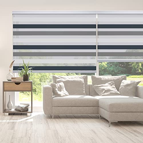 STORESDECO Premium Doppelrollo mit Bohren 250H x 100B cm für Fenster & Türen - Zuverlässiger Licht- & Sichtschutz - Kindersichere Rollos für Fenster mit Bohren & Einfacher Montage - Mit&Ohne Motor von STORESDECO