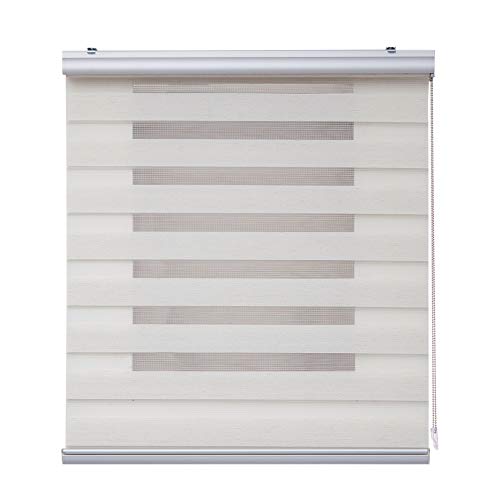 STORESDECO Doppelrollo Plus, Duo Rollo für Fenster und Türen, Zebra Rollo Premium-Finish mit Kassette, Lichtdurchlässig und verdunkelnd | Leinen, 100 cm x 250 cm von STORESDECO