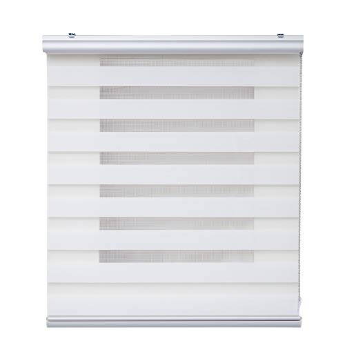 STORESDECO Doppelrollo Plus, Duo Rollo für Fenster und Türen, Zebra Rollo Premium-Finish mit Kassette, Lichtdurchlässig und verdunkelnd | Weiß, 160 cm x 250 cm von STORESDECO