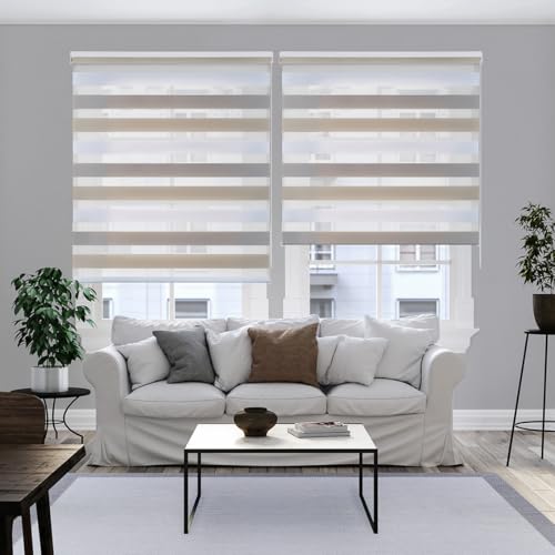 STORESDECO Doppelrollo mit Bohren 250H x 180B cm für Fenster & Türen - Zuverlässiger Lichtschutz & Sichtschutz - Kindersichere Rollos für Fenster mit Bohren & Einfacher Montage - Made in Europe von STORESDECO