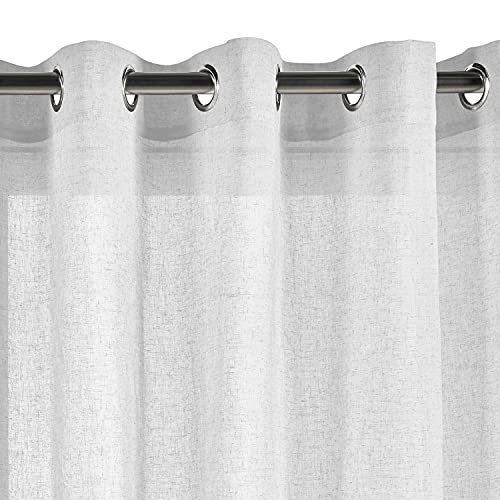 STORESDECO - Durchscheinende Vorhänge Leineneffekt, Schlafzimmer Gardinen mit Ösen, große Größe | Weiß, 280 cm x 300 cm von STORESDECO