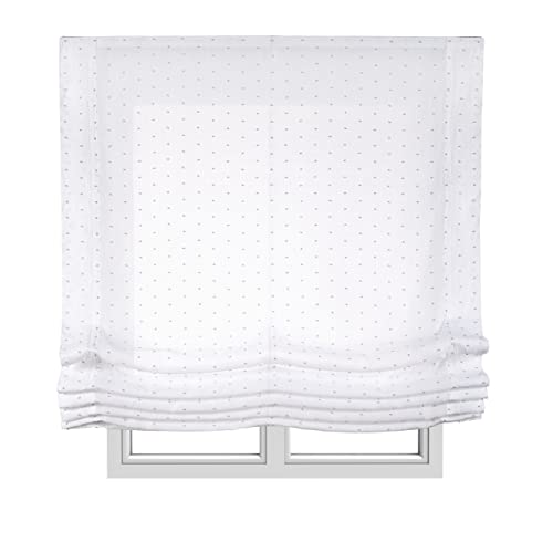 STORESDECO Raffrollo mit Stangen 175H x 135B - Waschbares Faltrollo zum Bohren inkl. Montagematerial - Lichtdurchlässige Roman Blinds mit Kindersicherung für Fenster & Türen - Gardinen Rollo Küche von STORESDECO
