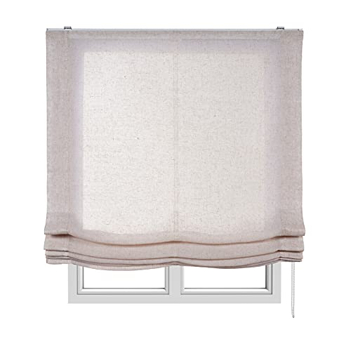 STORESDECO Raffrollo ohne Stangen 250H x 120B - Lichtdurchlässiges Faltrollo zum Bohren inkl. Montagematerial - Kindersichere Roman Blinds für Fenster & Türen - Gardinen Rollo Küche & Wohnräume von STORESDECO