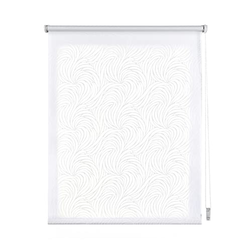 STORESDECO - Gemustertes Rollo, Lichtdurchlässiges Gemustertes Rollo | Weiß Wellen, 120 cm x 180 cm von STORESDECO