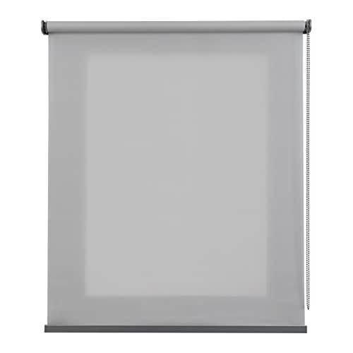 STORESDECO Lichtrollo Plus, Premium-Rollo mit Metallic-Finish. Modernes, dekoratives Rollo in Textiloptik für Fenster und Türen bis 200 cm!| Plus Hellgrau, 160cm x 250cm von STORESDECO