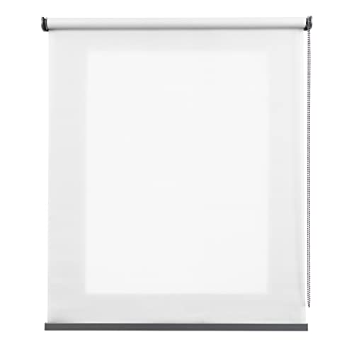 STORESDECO Lichtrollo Plus, Premium-Rollo mit Metallic-Finish. Modernes, dekoratives Rollo in Textiloptik für Fenster und Türen bis 200 cm!| Plus Weiß, 100 cm x 250 cm von STORESDECO