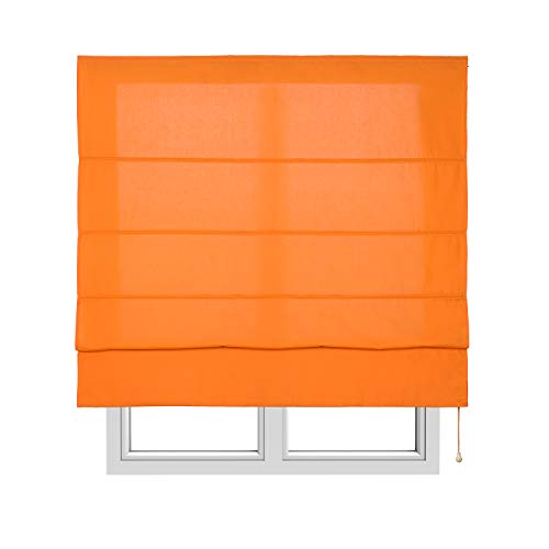 STORESDECO Raffrollo mit Stangen, lichtdurchlässiges Faltrollo für Fenster und Türen | Orange, 60 cm x 175 cm von STORESDECO