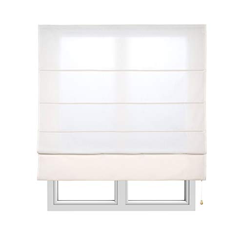 STORESDECO Raffrollo mit Stangen 250H x 105B - Waschbares Faltrollo zum Bohren inkl. Montagematerial - Lichtdurchlässige Roman Blinds mit Kindersicherung für Fenster & Türen - Gardinen Rollo Küche von STORESDECO