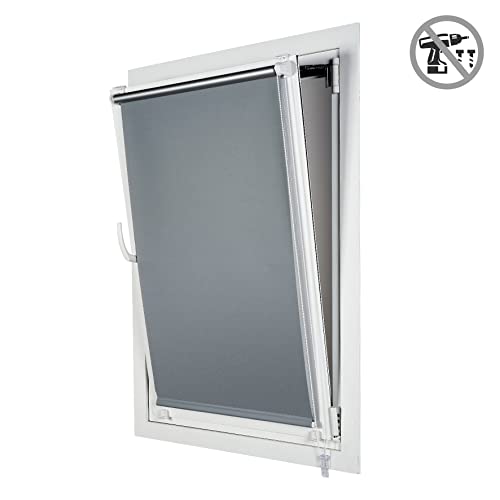 STORESDECO - Verdunkelungsrollo Klemmfix ohne Bohren, Klemmrollo Blackout Thermo, Rollo Blickdicht einfache Montage, Ideal für Flügelfenster | Easy Fix Thermo, Silber, 60 cm x 180 cm von STORESDECO